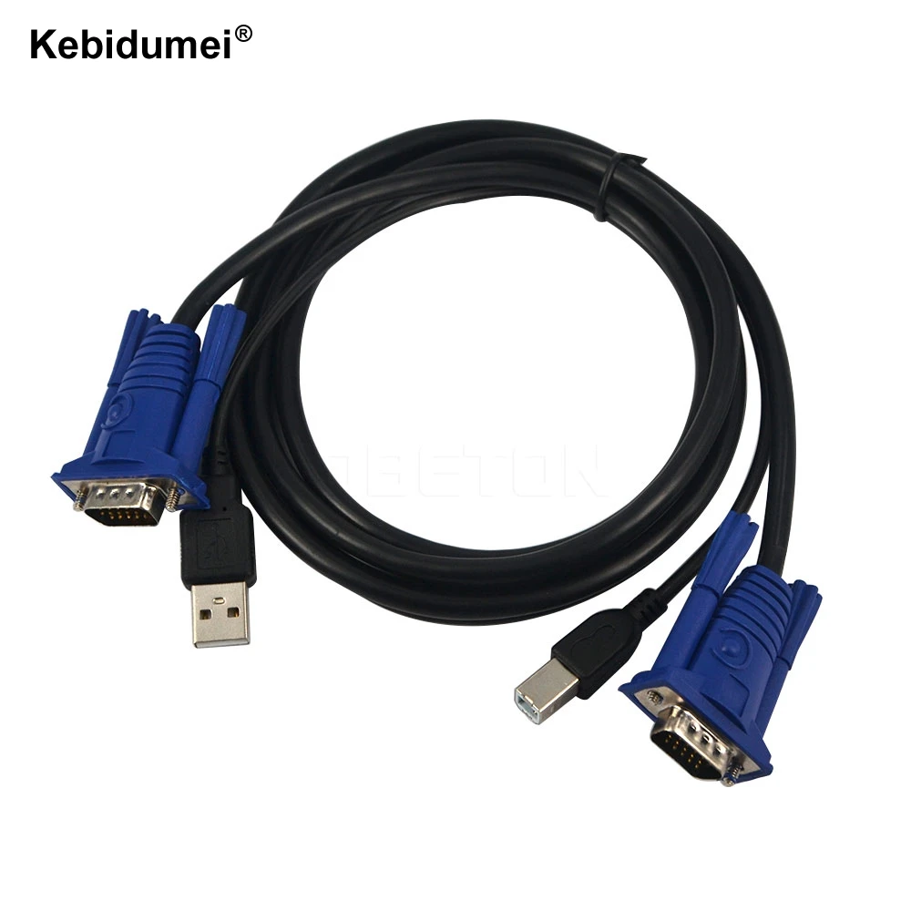 1,5 м USB 2,0 Тип A к B KVM VGA переключатель USB кабель 4Pin+ стандартный VGA SVGA 15pin PC ноутбук принтер монитор конвертер адаптер