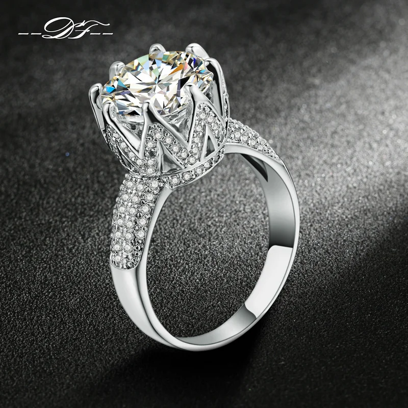 Double Fair Fashion Wedding/Engagement Ring Silver Color Jewelry Luxury Cubic Zircon Setting Unique Jewelry For Women DFR555