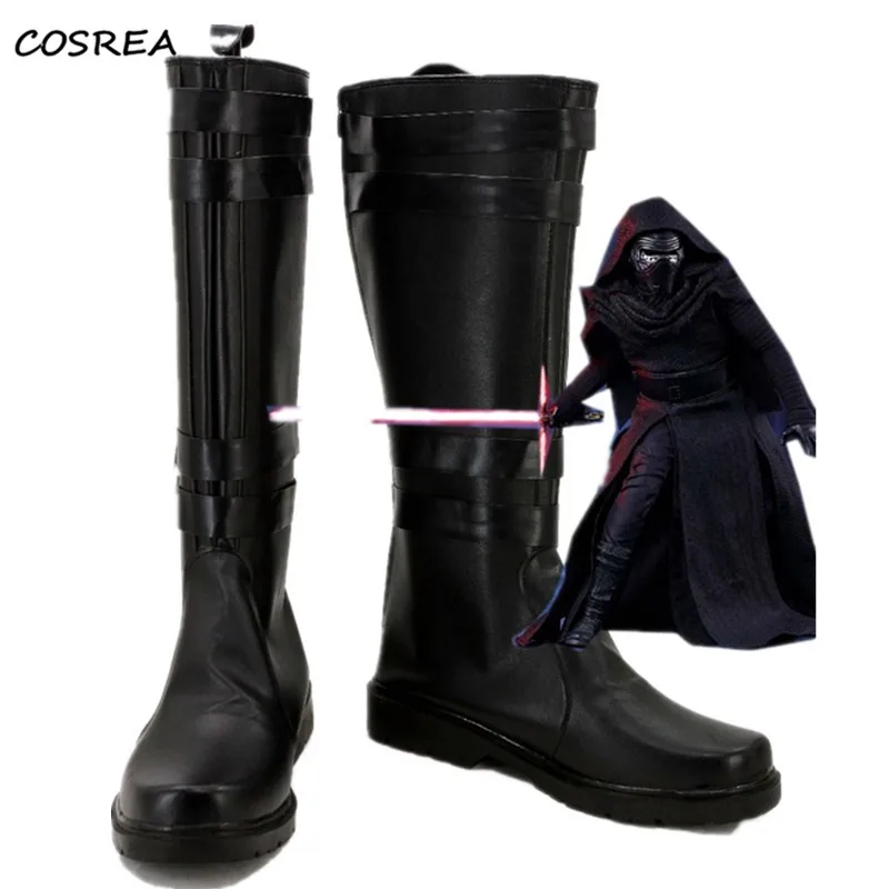 

Star Wars 7:The Force Awakens Kylo Ren Black Boots Cosplay Moive Jedi Adult Shoes Euro Size Halloween Party Props Custom Made