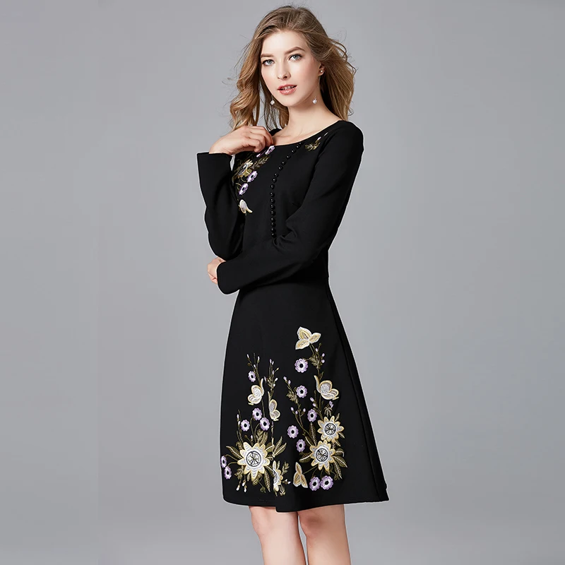 TAOYIZHUAI autumn new arrival vintage big size women dress print A line above knee empire elegant party office dress 14252