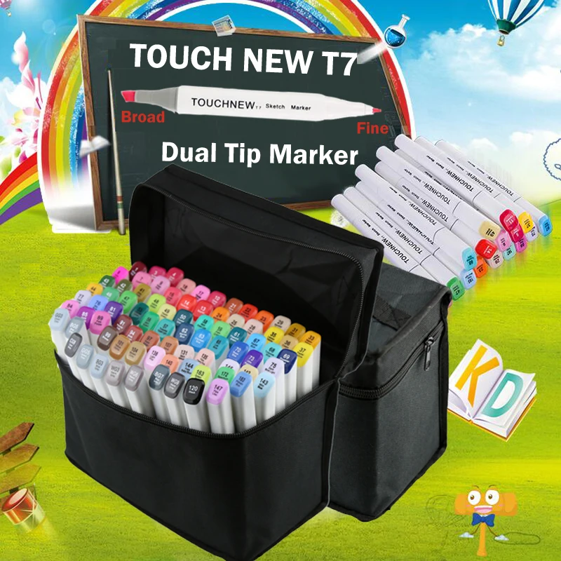 

Touchnew sketch Markers drawing pen graphics alcohol marcadores permanent hidrocor graphic tip double headed marker pens