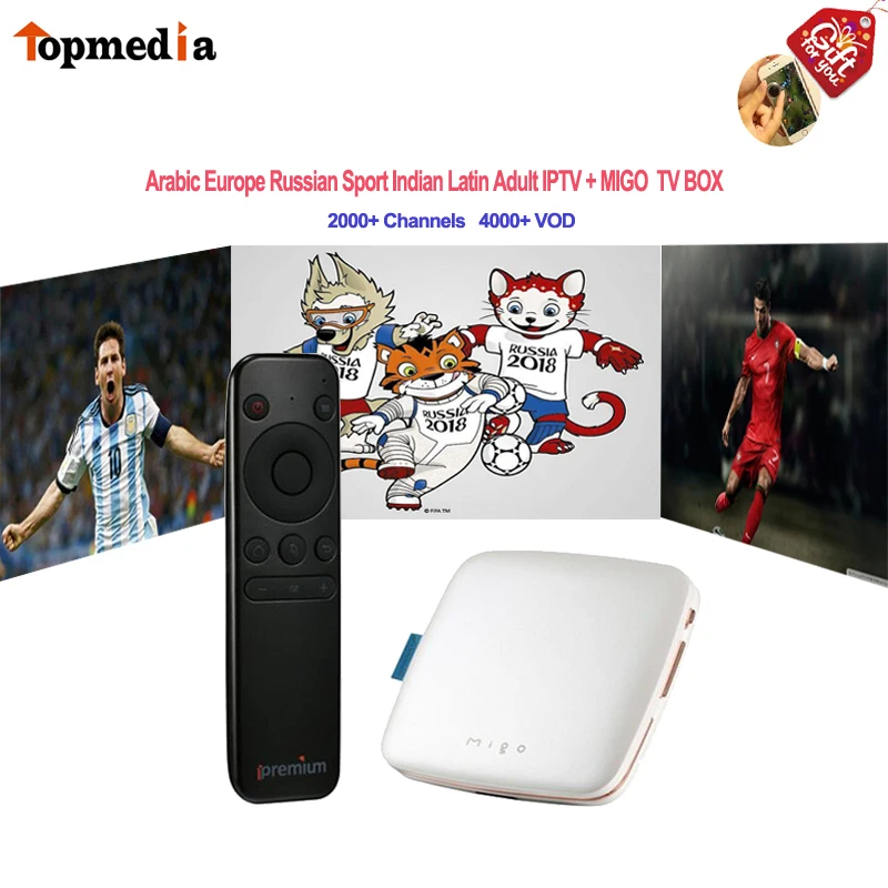 

Ipremium AVOV Migo Android Tv Box With 1 Year Arabic IPTV Subscription Europe Italia Russia France Spain Latin Adult Uk Channels