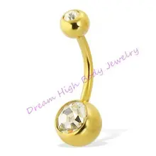 Новое поступление золотого двойного пупка кольцо банан вакуумное покрытие 14 г высокое качество не выцветает Искра модные ювелирные изделия