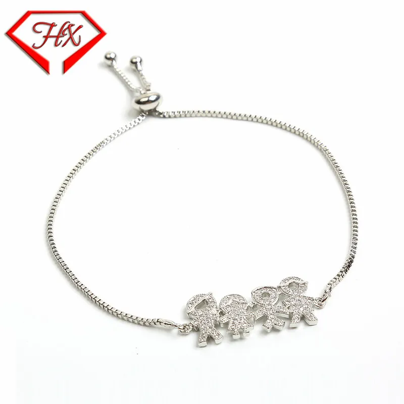 HX Новая фигурка с цирконием Мальчики и кристалл для девушки браслеты белый браслет женские регулируемые цепи женские модные ювелирные браслеты