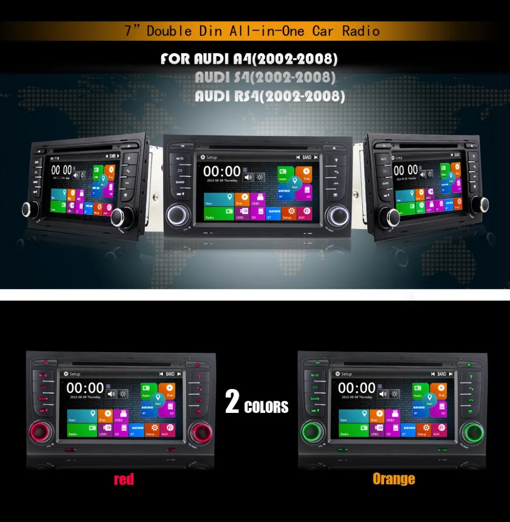 Excellent Eunavi 2 Din Car GPS Navigation DVD Player Stereo Video For AUDI A4 S4 RS4 With 3G USB GPS Bluetooth IPOD FM RDS Subwoofer 2