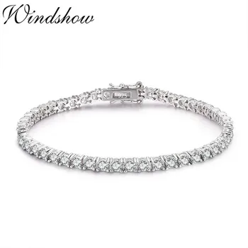 

3mm 925 Sterling Silver Cluster Round AAA CZ Zironia Tennis Bracelets Pulseras Pulseira Bracelete Women Jewelry Girl Friend Gift