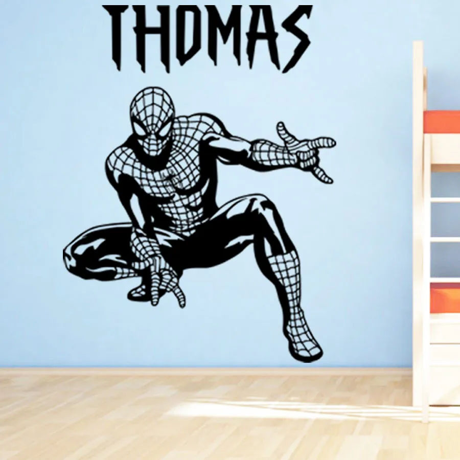 Vinyl Wall Decals Personality NAME Cool Spider Man Decal Removable