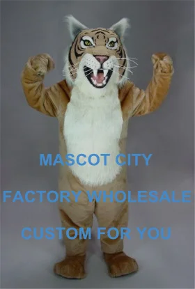 

Plush Material Tan Wildcat Mascot Costume Cool Cosply Costumes for Halloween Holiday Party Carnival Celebration SW615