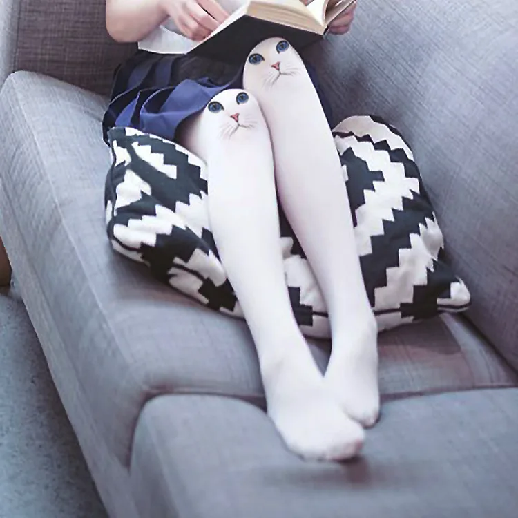 

Autumn And Winter 2019 New Pantyhose 80d Velvet Ladies Silk Tights Individual Cartoon Printing Lovely Cat Pattern Wholesale