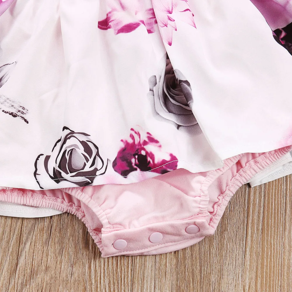 Одинаковые комплекты для семьи милый Детский сарафан с цветочным принтом и оборками для новорожденных девочек