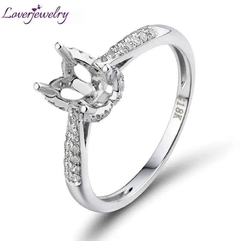 LOVERJEWELRY обручальные кольца, набор для женщин, Овальный 5x7 мм, 18 К, кольцо из белого золота, кронштейн, инкрустация натуральными бриллиантами, кольцо, ювелирное изделие