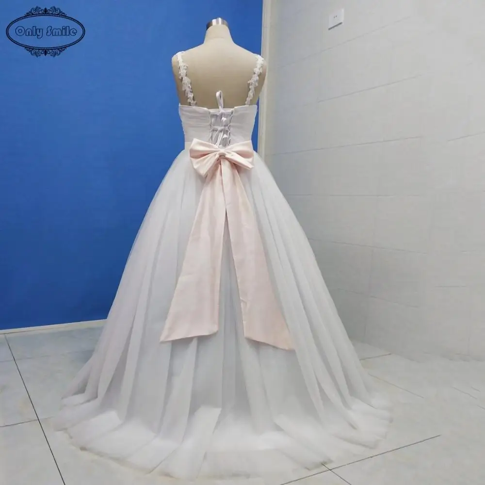

Simple Boho Ball Gown Wedding Dresses Sweetheart Tulle Draped Bridal Dress Bow Sashes Vestidos De Noiva Bride Dresses Cheapest