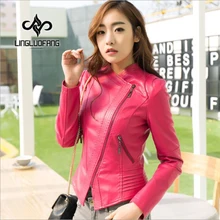 Демисезонный корейский для женщин PU Короткая кожаная куртка мотоцикл одежда косой молнией Нерегулярные куртка плюс размеры