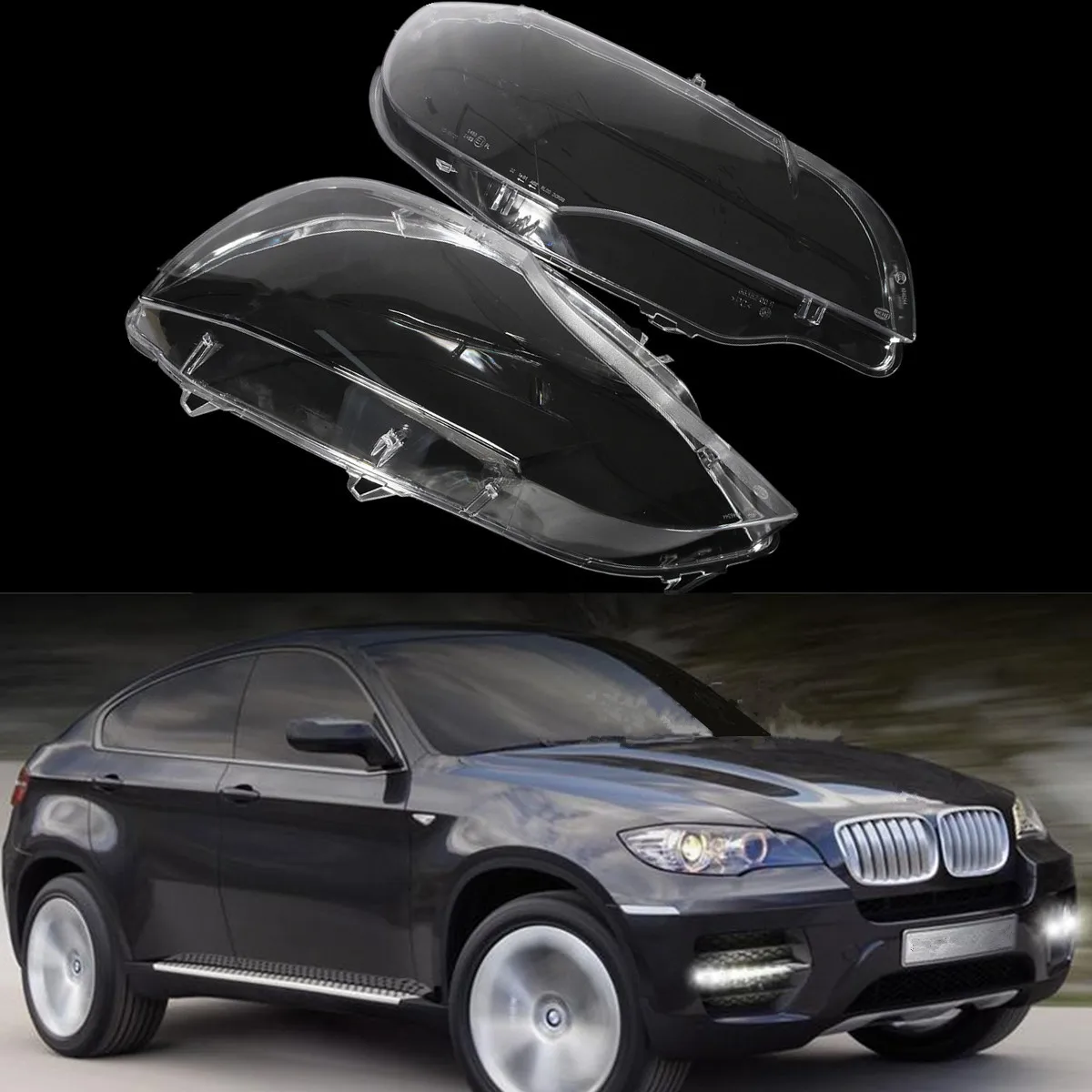 

1Pair Clear Left/Right Front Headlight Shell Lampshade Lampcover Bright Auto Lens Lights Case Car Styling for BMW E70 2008-2012