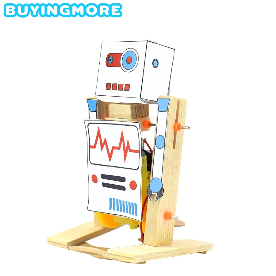 DIY деревянный Электрический робот-робот для ходьбы Модель Набор сборочных игрушек для мальчиков креативный физический эксперимент развивающие игрушки подарки