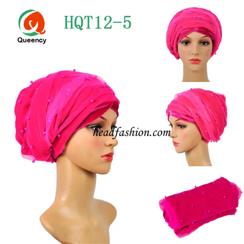 

New arrival!!Free shipping Beauty Women African turban Width72"*22"headtie gele with beads and net lace soft headwrap for women.
