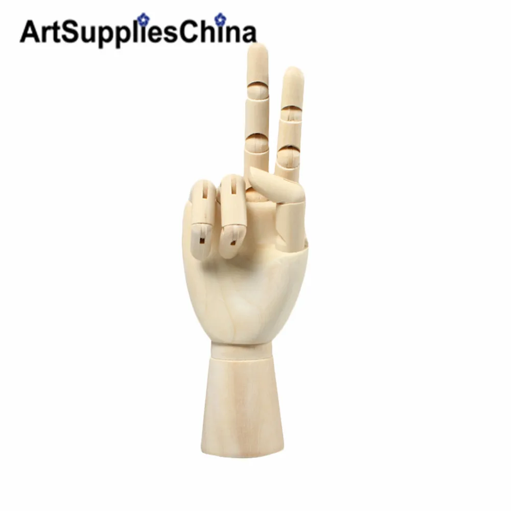 

12" Hight Quantity Wooden Hand Model Flexible Moveable Fingers Manikin Hand Left Right Hand for Sketching Drawing Home Office