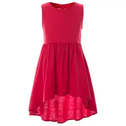 Cielarko/летнее платье с открытой спиной для девочек Однотонные красные Детские платья из хлопка детский день рождения пляжное нарядное