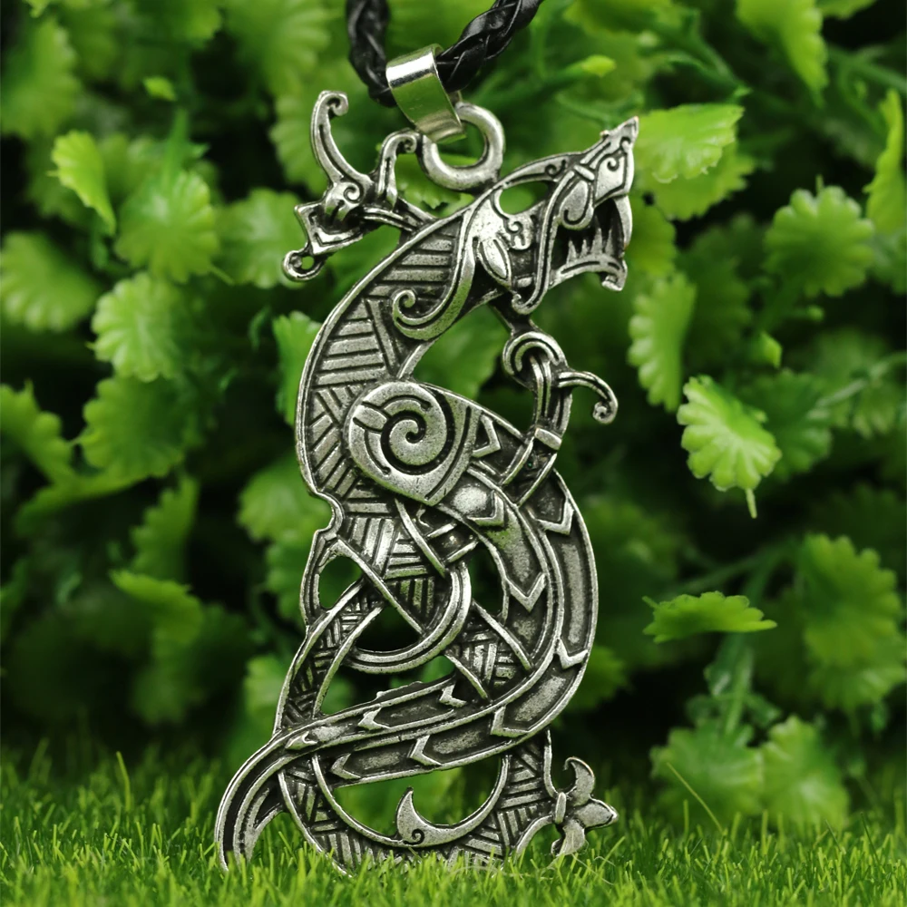 

LANGHONG 1pcs Legendary Dragon Necklace Nordic Vikings Dragon Amulet Pendant Necklace Original Jewelry Talisman