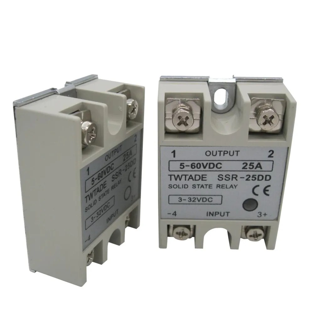 

TWTADE/Single Phase solid state relay SSR-25DD SSR-40DD SSR-50DD SSR-60DD actually 3-32 DC TO 5-60 DC SSR relay solid state