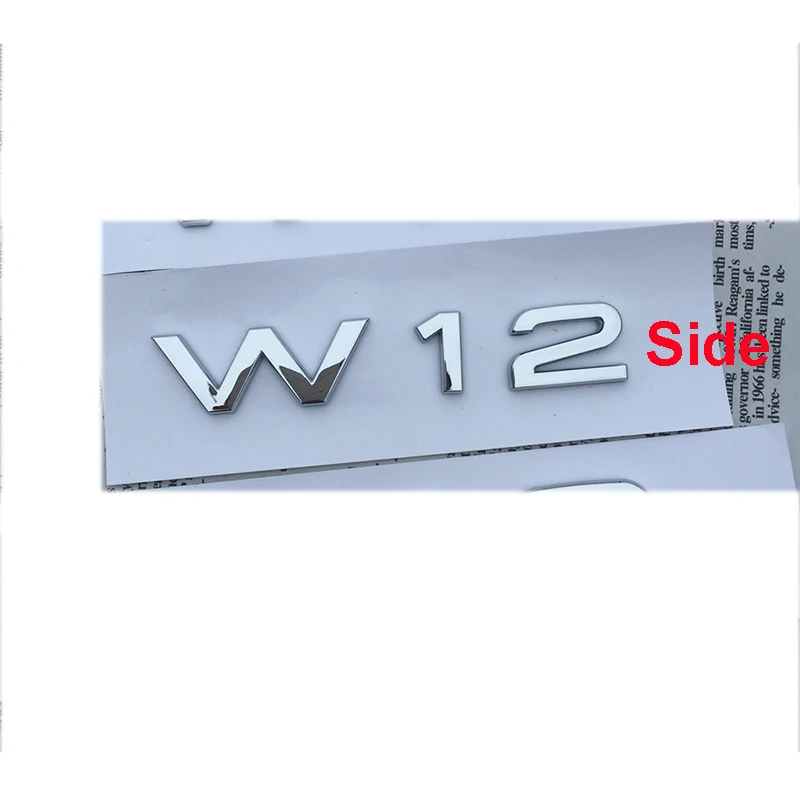 V6T V8T V10 V12 W12 для Audi TT RS7 SQ5 A8L с изображением букв и цифр эмблема глянцевый чёрный для автомобильного стайлинга крыло магистральному Знак логотипа Стикеры - Название цвета: W12 side
