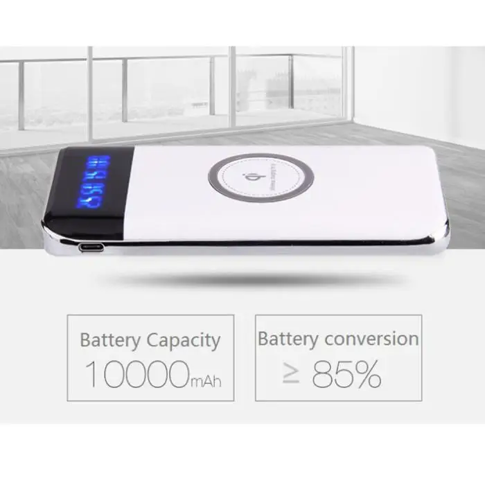 Портативное зарядное устройство Беспроводная зарядка 10000Amh power Bank Беспроводной USB цифровой 5 Вт 5 В/1.0A 10000 мАч QI power bank