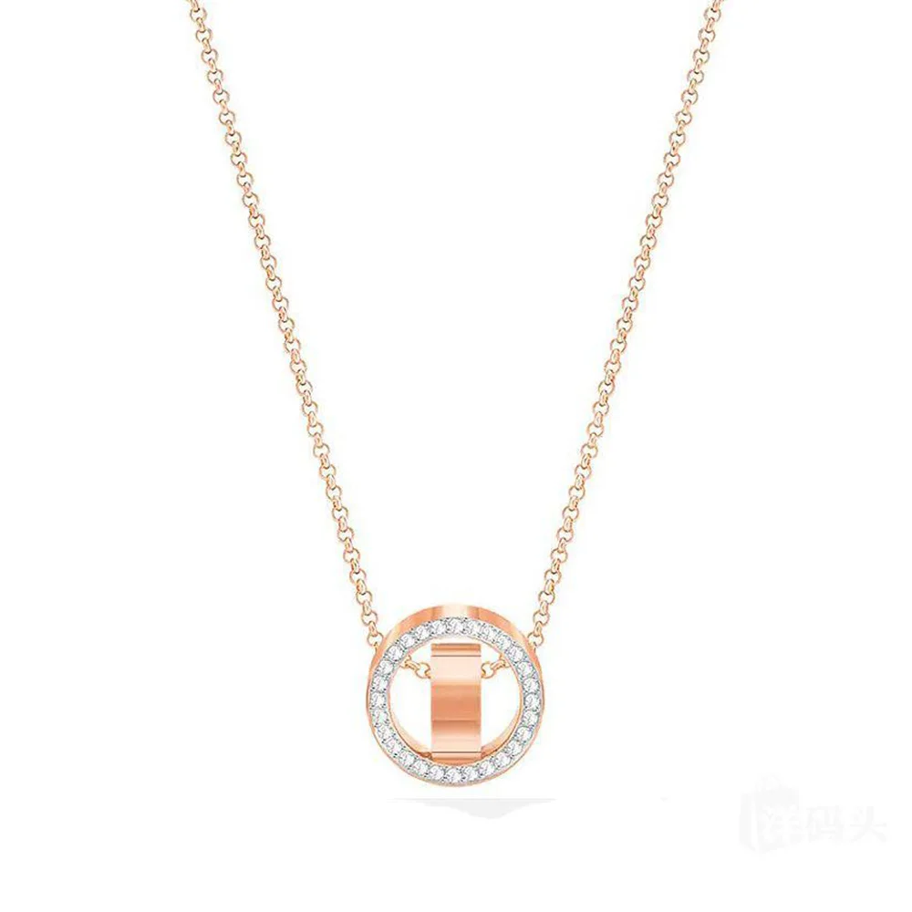 

SWA RO 2019 Spring New High-end Quality 1:1 HOLLOW Pendant Simple Round Necklace Female To Send Girlfriend Gift Wild Jewelry