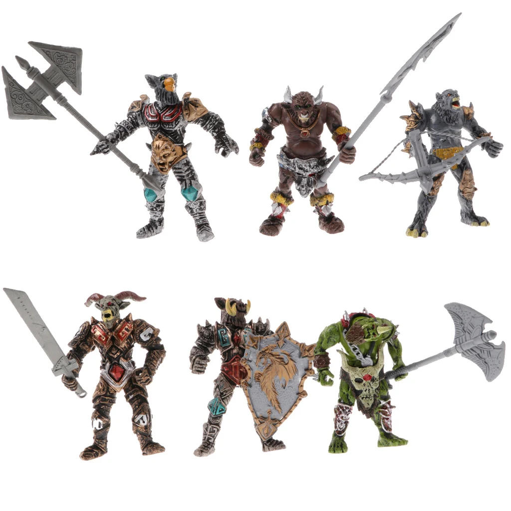 

6 Pieces Monster Orc Soldier with Weapons Set Action Figures Kids Toy Gift
