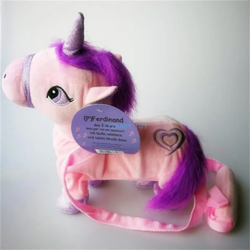 Electric Plush Toys Unicorn A Dog with a Rope can Walk and Sing Soft Horse Stuffed Animal Toys Children Baby Christmas Gifts