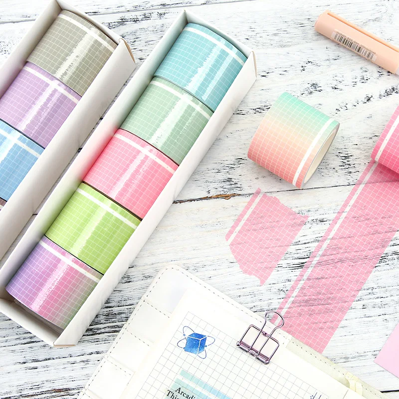 

5m Candy Color Plaid Cute Diy Masking Tape for Painting Scrapbooking Notebook Decor Washi Paper Adhestive Tape Kawaii Sticker