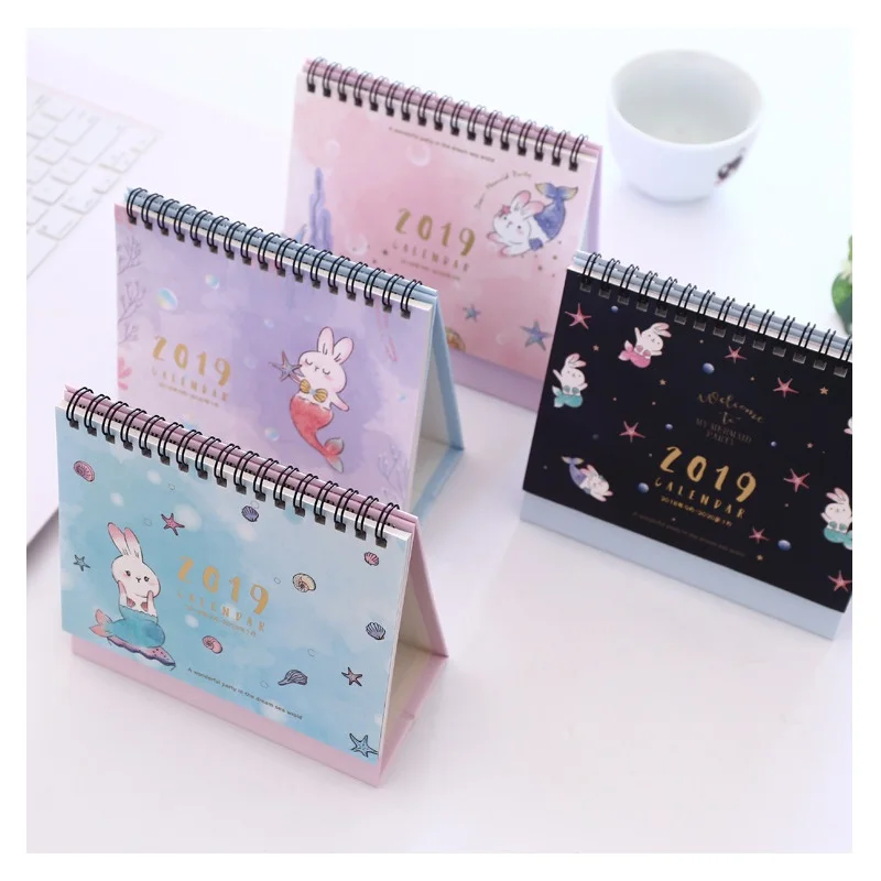 

2019 Lovely Mermaid Rabbit Desk Calendar DIY Table Calendars Daily Schedule Planner 2018.09~2019.12