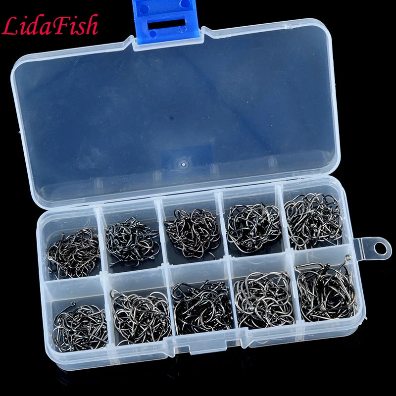 free deliveryfish rybářská návnada 500ks / box Velikost # 3-12 High Carbon Steel Boxed Rybářské háčky Circle Fishhooks