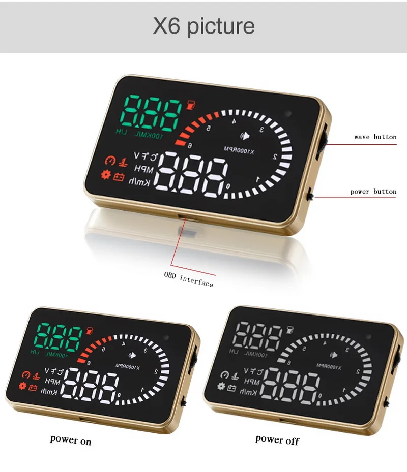 Дисплей на голову X6 " Авто Hud скорость превышения скорости напряжения OBD2 сигнализация лобовое стекло проектор заглушка OBDii Автомобильный измеритель скорости