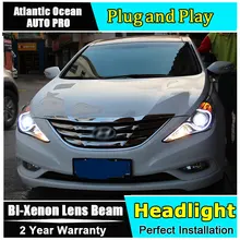 AUTO.PRO 2011- 2014 For Hyundai sonata 8 headlights Q5 bi xenon lens+LED light guide DRL+H7 HID Kit car styling LED head lamps