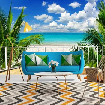 

Photo Wallpaper 3D Sea View Balcony Nature Mural Living Room Bedroom Theme Hotel Theme Hotel Backdrop Wall Covering Wall Papers