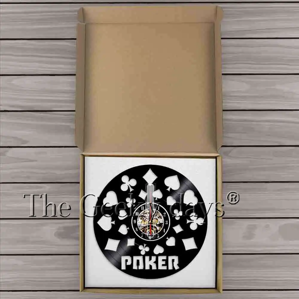 Poker King Rummy Card настенные часы виниловая запись черные Висячие 3D Play Настенный декор