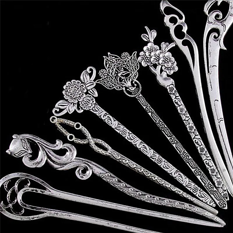 

1PC Silver Alloy Geometric Vintage Girls Headbands Elegance Lady Gift Barrettes Hair Clip Accessories New Women Hair Sticks Pins