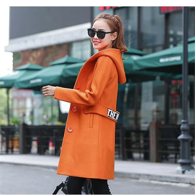 Femmes dark Picture Haute hiver Manteau Green Produit Jeunes À Automne K2462 Manteaux Tops red Qualité Color Capuchon Mode Étudiants pink Drap De Laine Nouveau x1UxFt