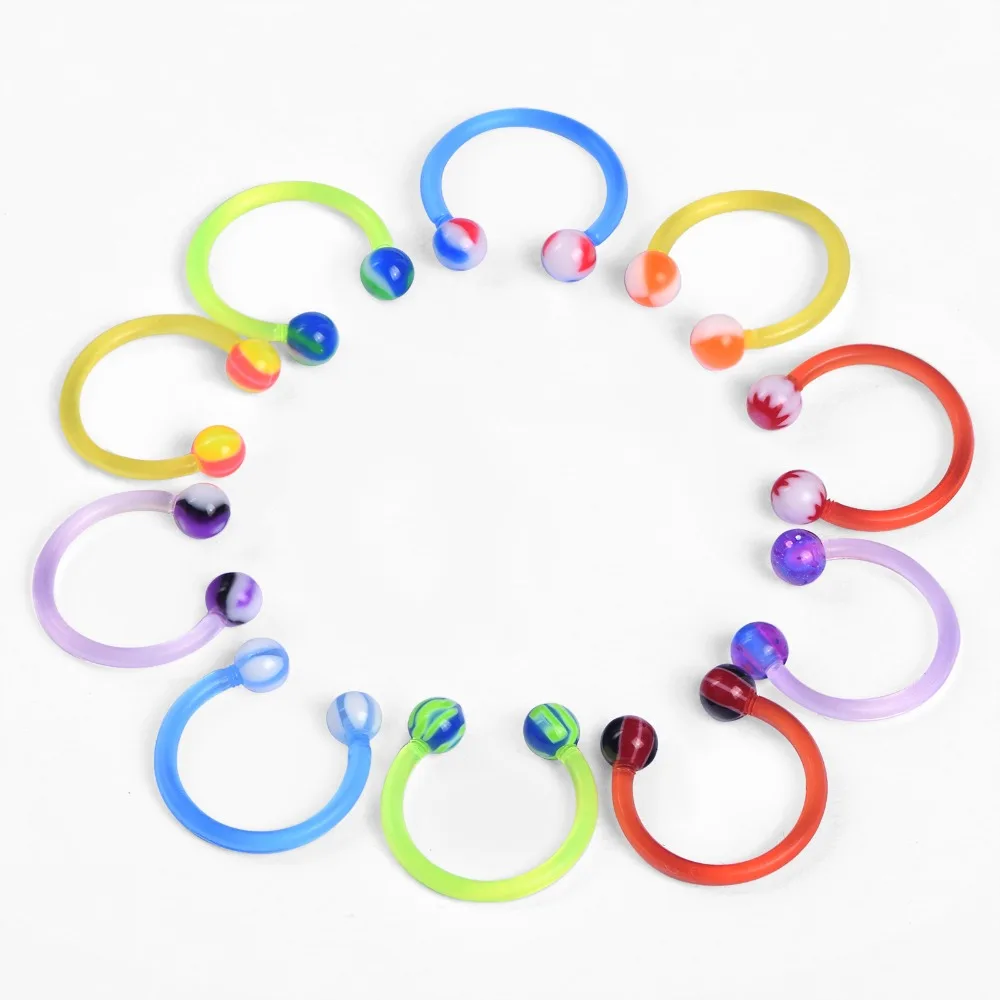 Surgical Colors Piercing Nose Ring Ball Horseshoe Circular Ring Labret