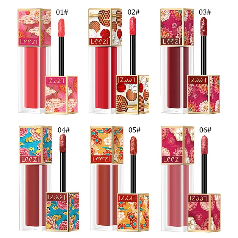 

6 Colors Hot Lips Makeup Liquid Lipstick Surface Tint Lip Gloss Lasting Moisturizing Non-stick Cup Lip Glaze Chinese Style