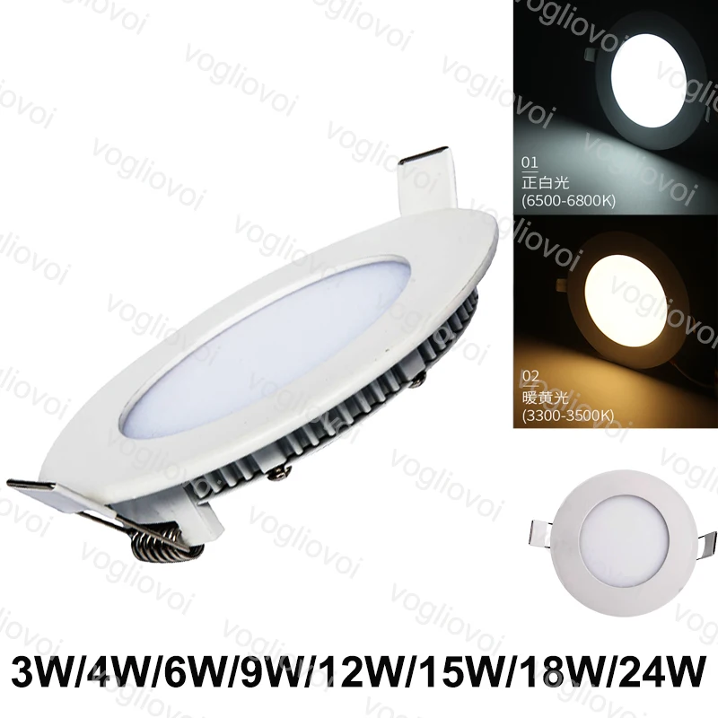 

Vogliovoi Ultra thin LED Downlights 3W 4W 6W 9W Recessed Led Ceiling Warm White Round Square Panel Light Indoor Lighting Lamps