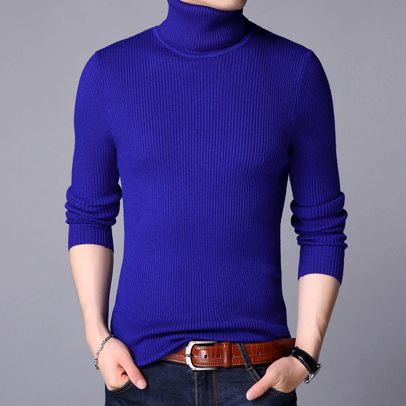 

High quality men's winter turtleneck warm sweater male casual pure color thick high collar cashmere sweater pullovers