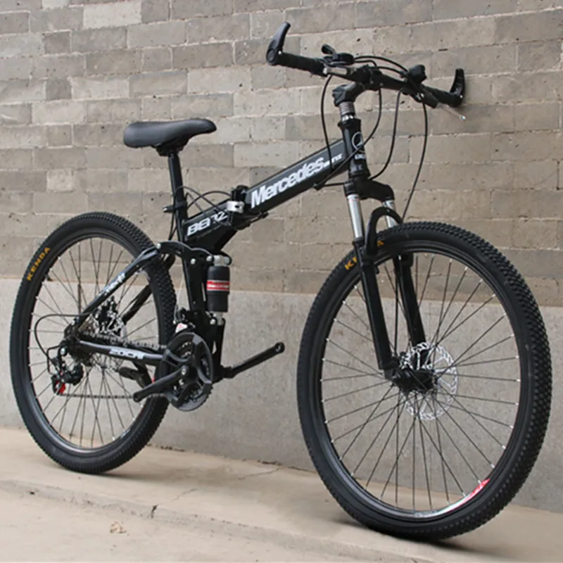 Складной горный велосипед 26 дюймов горный Mike 21 Скорость 24 скорость 27 скорость двойной дисковый тормоз велосипед - Цвет: Black