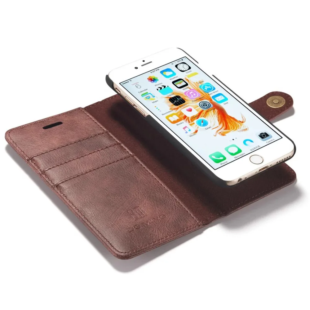 DG. MING 6 Plus чехол для iPhone 6, Роскошный чехол из искусственной кожи, 3 отделения для карт, 5S SE 6 S, Магнитный чехол для iPhone 6S Plus, чехол-кошелек