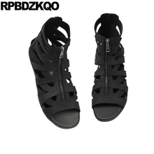 Кожаная обувь; известный бренд; итальянский стиль; натуральная кожа; размер 45; роскошные мужские сандалии-гладиаторы для подиума; летние ботинки; Повседневная обувь в римском стиле; 46