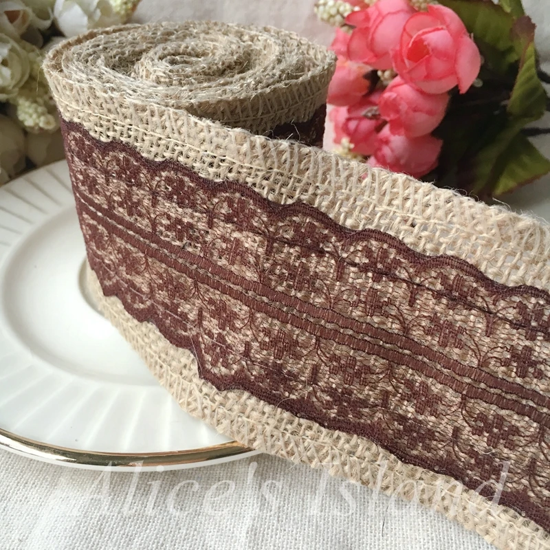 200cm/roll Coffee Lace Jute Burlap Hessian Ribbon rustic wedding centerpieces vintage wedding decoration rustic wedding decorati 200cm/roll Coffee Lace Jute Burlap Hessian Ribbon rustic wedding centerpieces vintage wedding decoration rustic wedding decorati