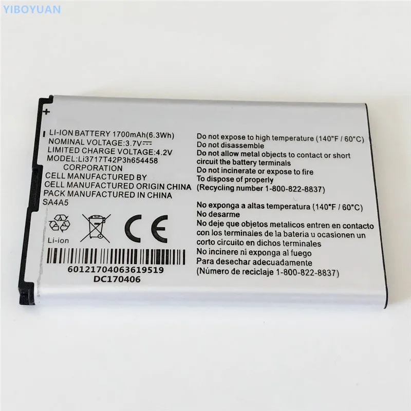 3,7 в 1700 мАч Li3717T42P3h654458 для zte/EuFi890/EuFi890L/AR918B/MF63/AC60/Jetpack 890L батарея+ SS-8 зарядное устройство