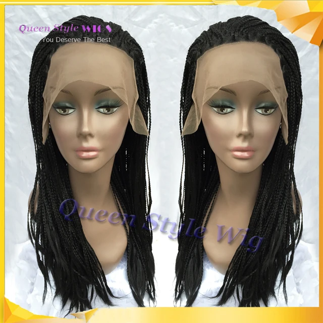 top quality neat box braided lace front wig synthetic black african neat box