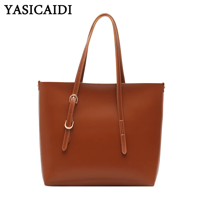 

YASICAIDI Fashion PU Leather Adjustable Shoulder Strap Lady Handbag Top Handle Casual Tote Luxury Women Bags Brand Designer Sac