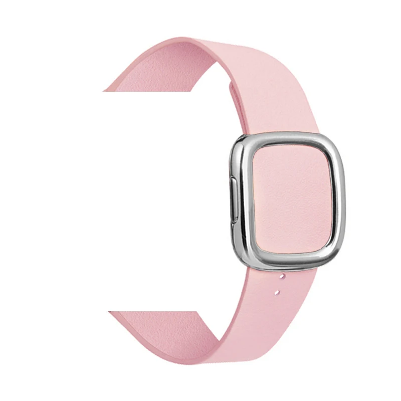 Чехол из натуральной кожи современный стиль ремешок для наручных часов Apple watch, версии 44/40 мм спортивный браслет на запястье, аксессуары для наручных часов iWatch, 4/3/2/1/42 38 м - Цвет ремешка: Pink 1